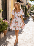 White Floral Mini Dress | Puff Sleeve Summer Dress