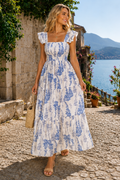 Azure Bloom Maxi Dress