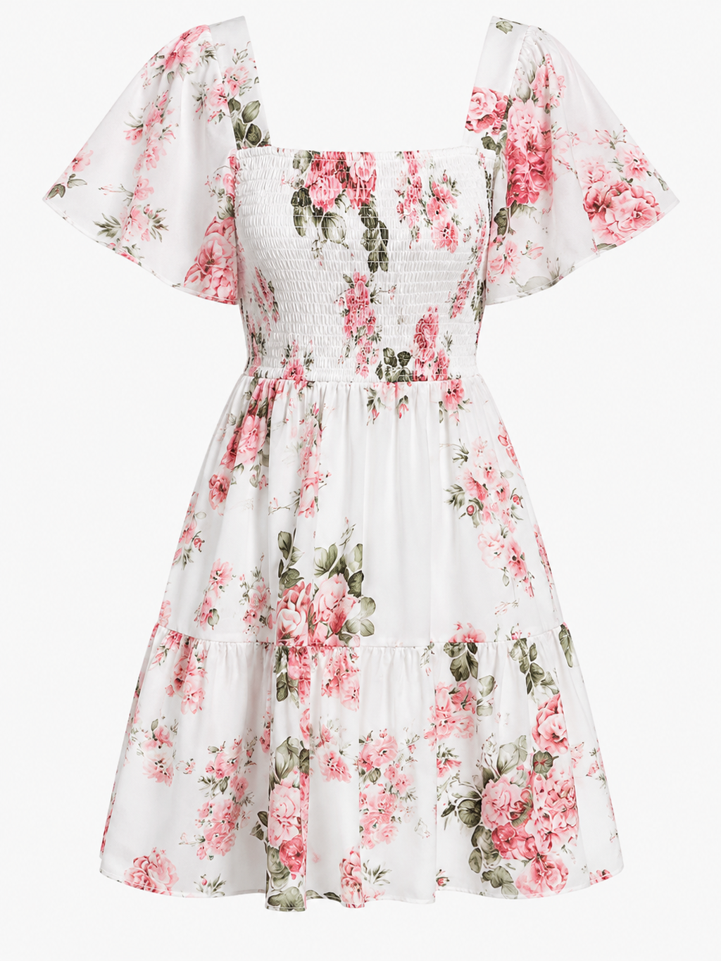 White Floral Mini Dress | Puff Sleeve Summer Dress