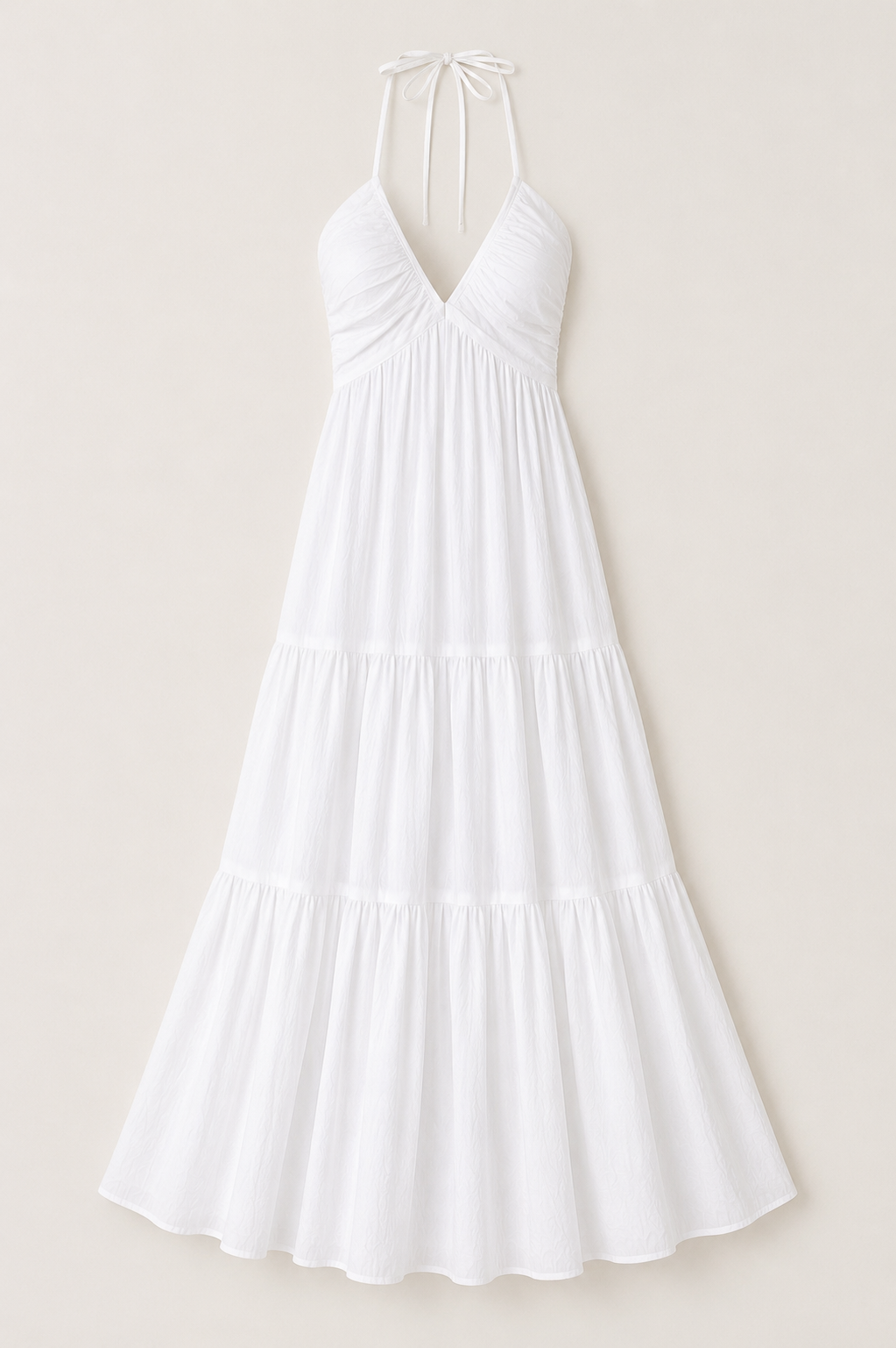 White Halter Maxi Dress | Backless Tie-Back Summer Dress