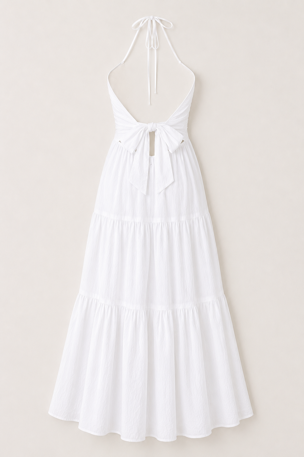 White Halter Maxi Dress | Backless Tie-Back Summer Dress