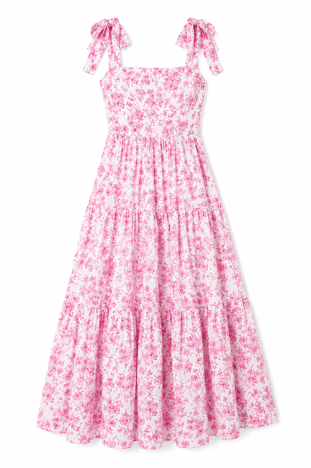 Pink Floral Maxi Dress | Tie Shoulder Summer Sun Dress