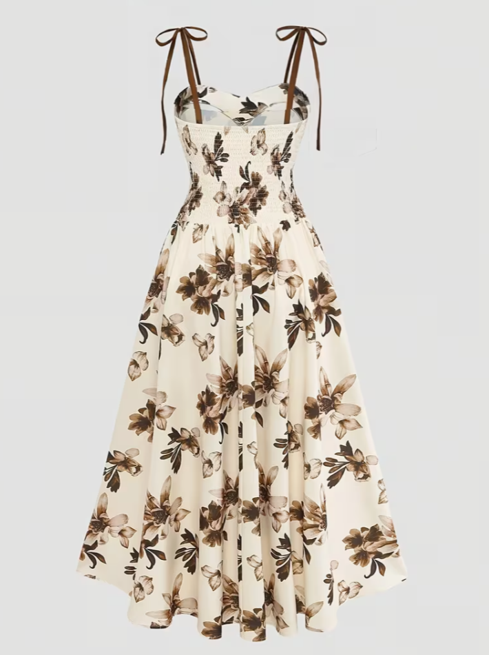 Autumn Bloom Floral Midi Dress