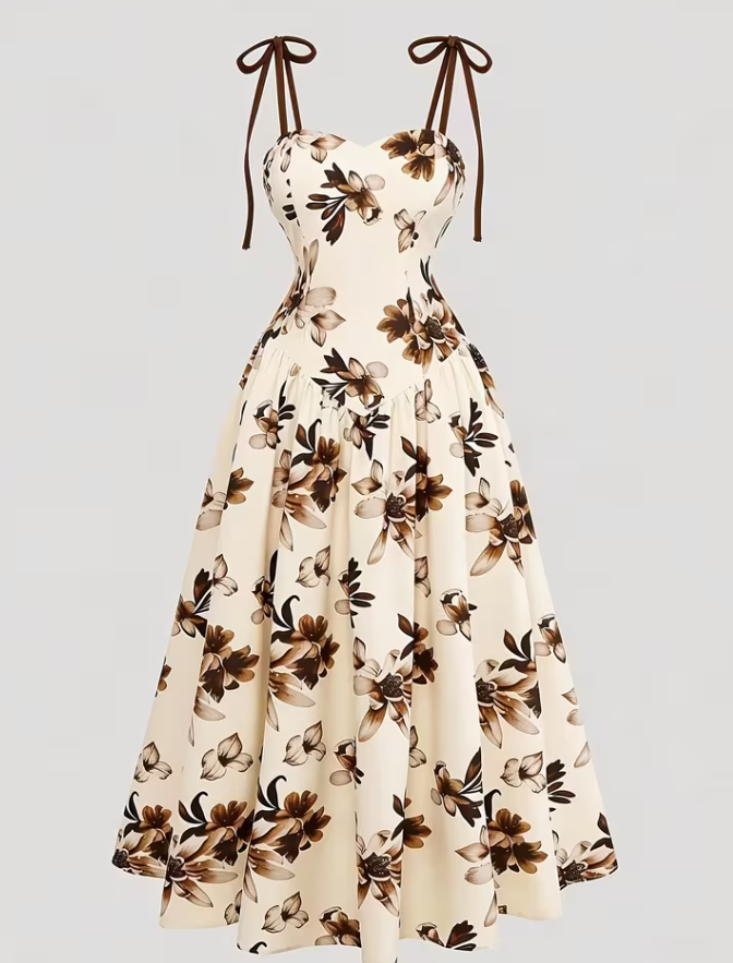 Autumn Bloom Floral Midi Dress